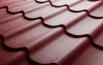 metal roofing close up on tiles