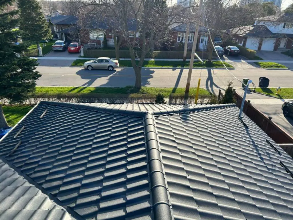 metal roof from arial view
